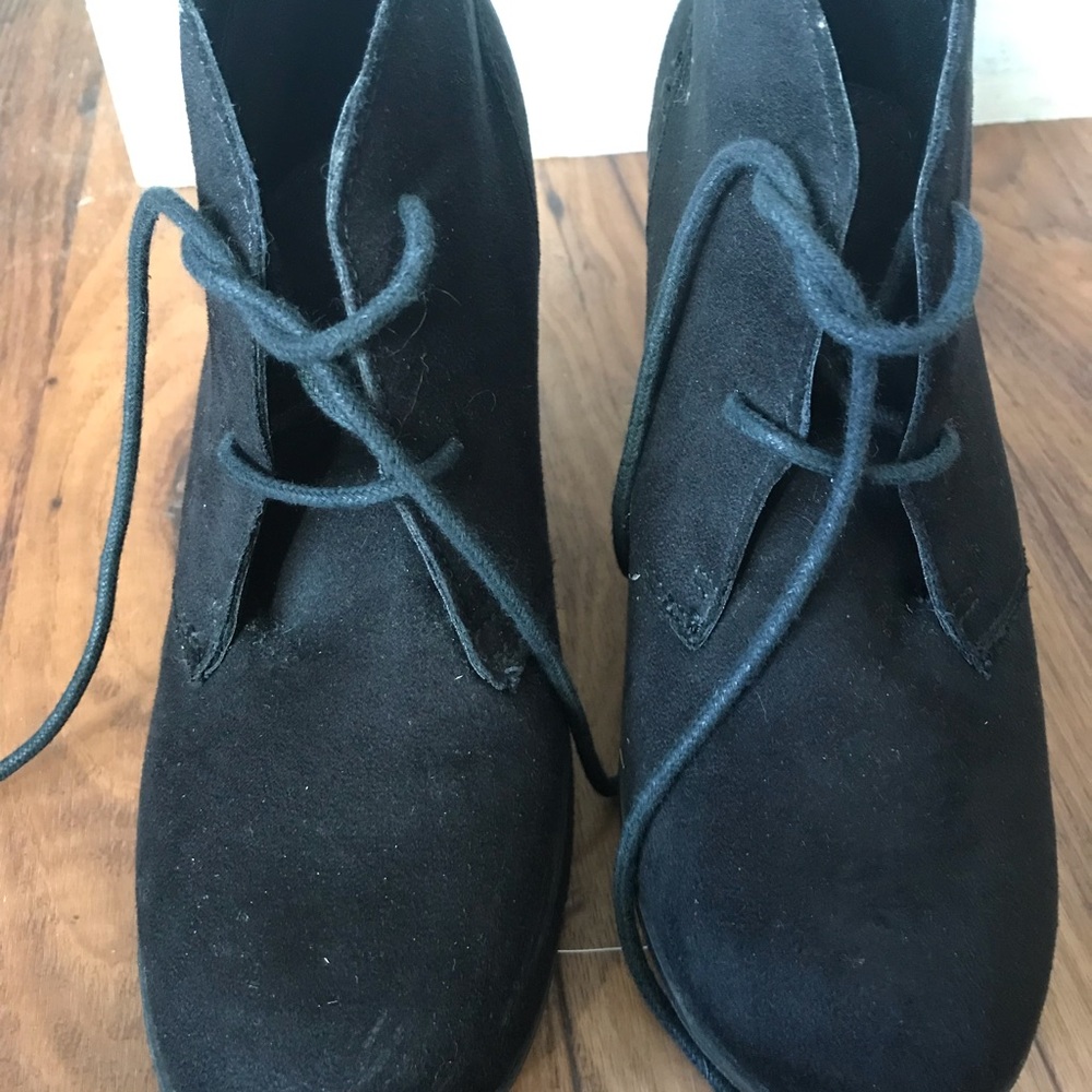 Black Suede Wedge Booties